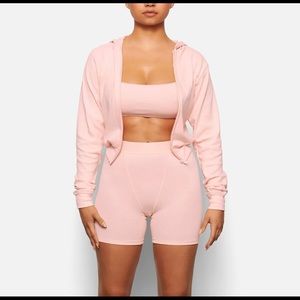 Skims logo Pointelle hoodie and leggings sold out color  quartz 💕💕